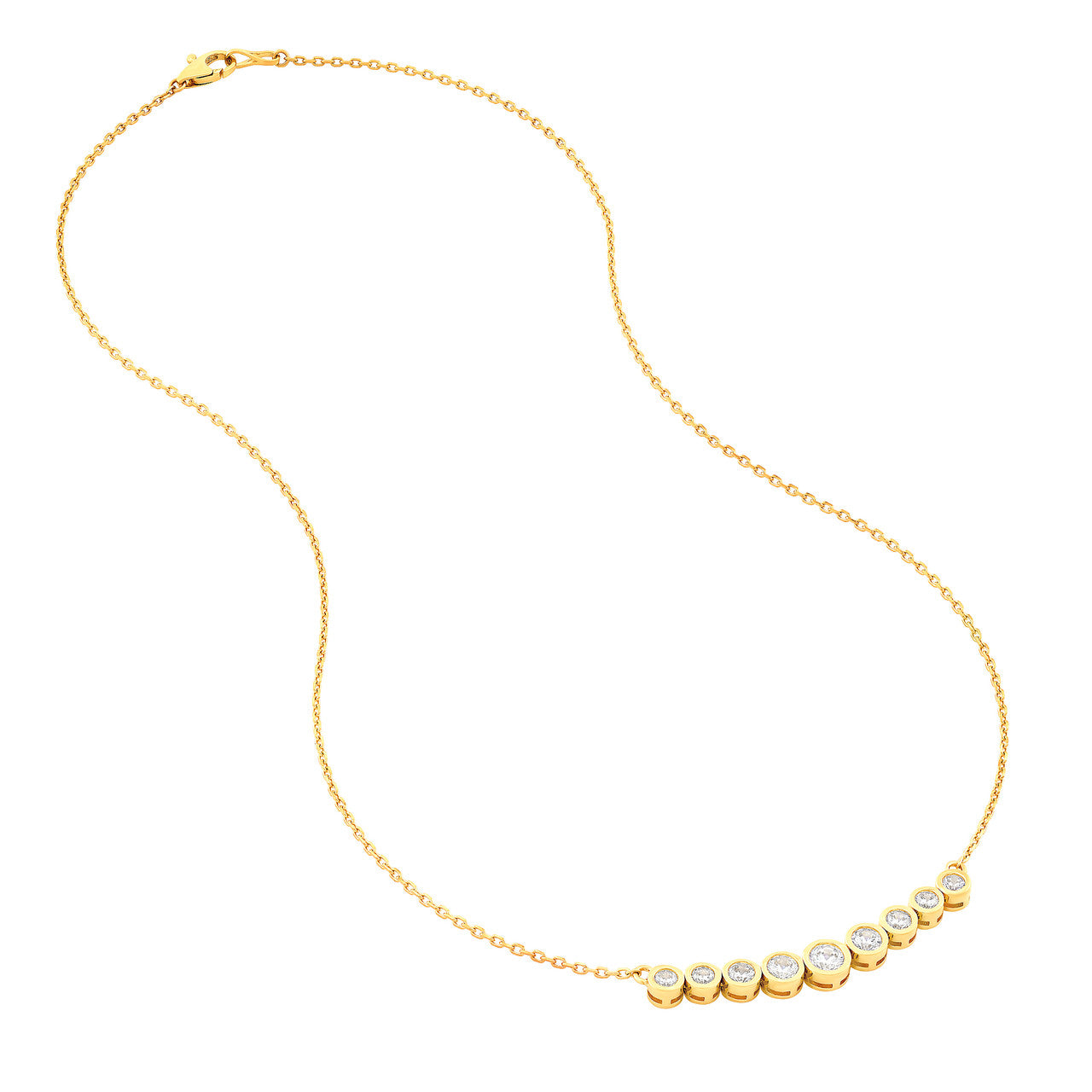 1.0ctw Diamond Graduated Center Station Bezel Necklace in 14K Yellow and White Gold