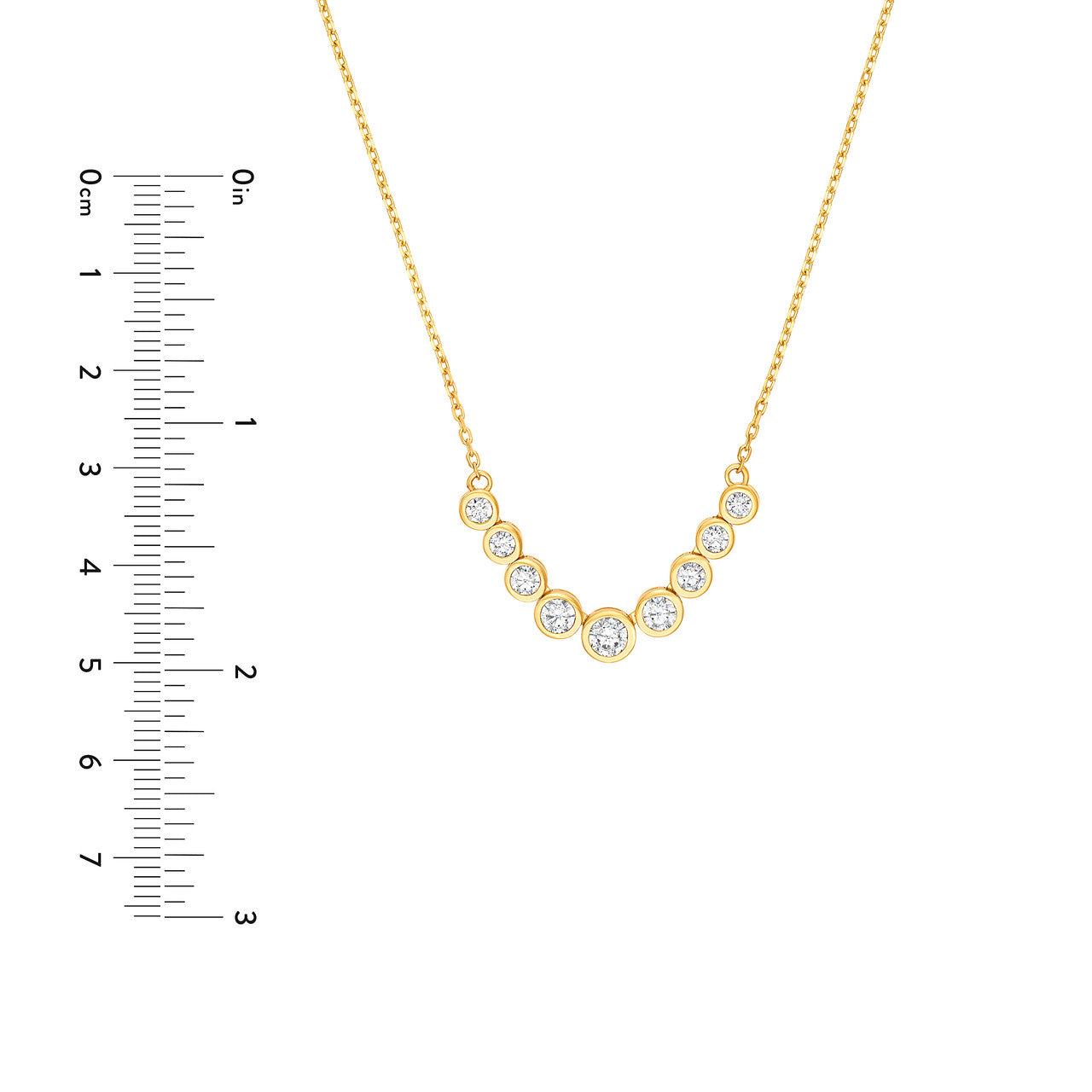 1.0ctw Diamond Graduated Center Station Bezel Necklace in 14K Yellow and White Gold