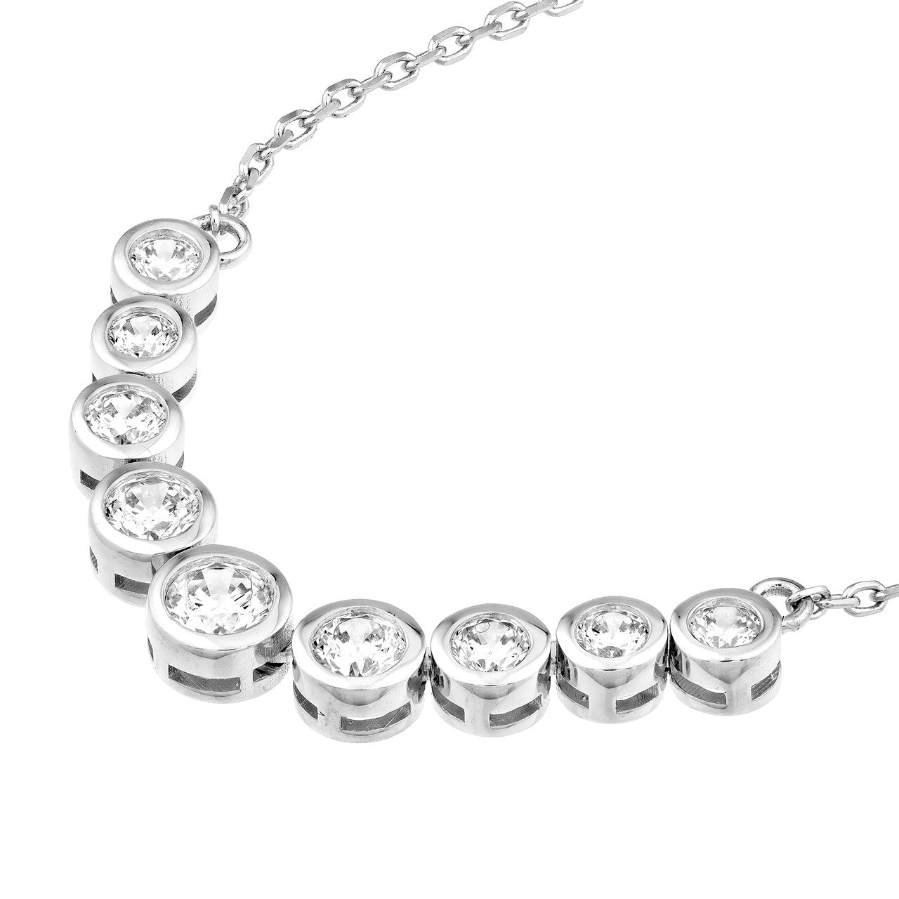 1.0ctw Diamond Graduated Center Station Bezel Necklace in 14K Yellow and White Gold