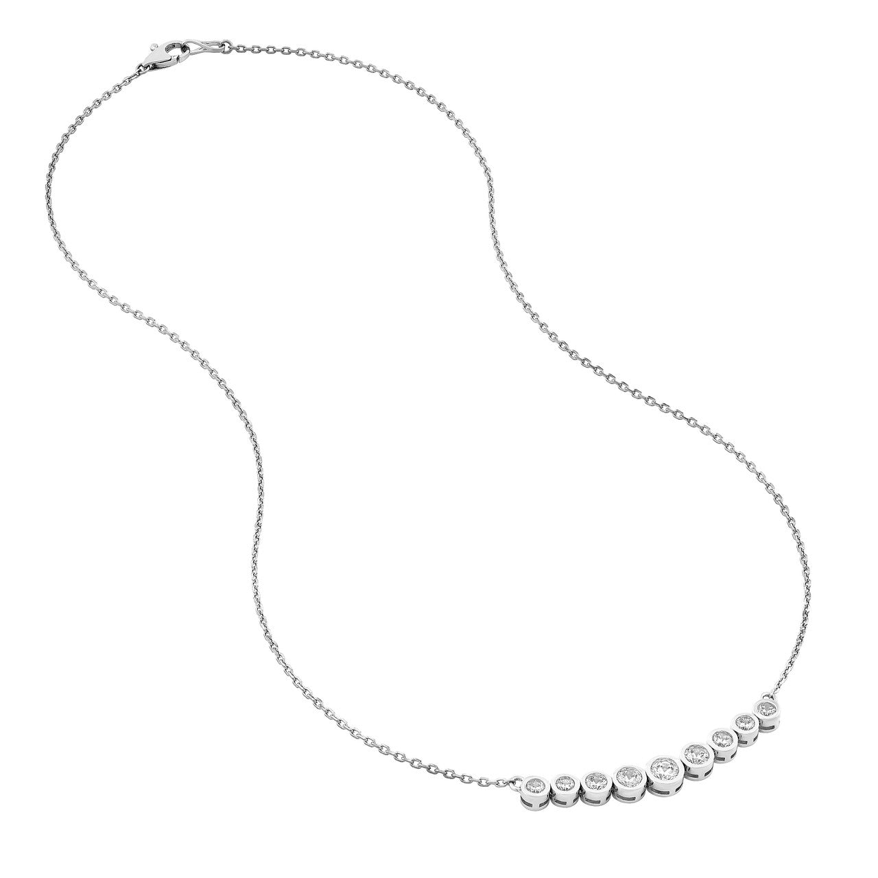 1.0ctw Diamond Graduated Center Station Bezel Necklace in 14K Yellow and White Gold
