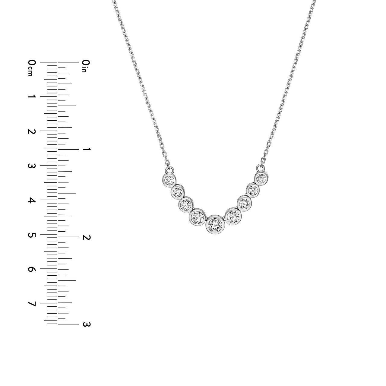 1.0ctw Diamond Graduated Center Station Bezel Necklace in 14K Yellow and White Gold