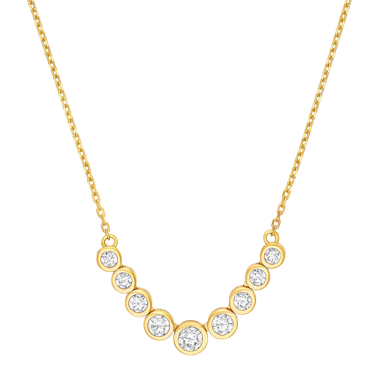 1.0ctw Diamond Graduated Center Station Bezel Necklace in 14K Yellow and White Gold