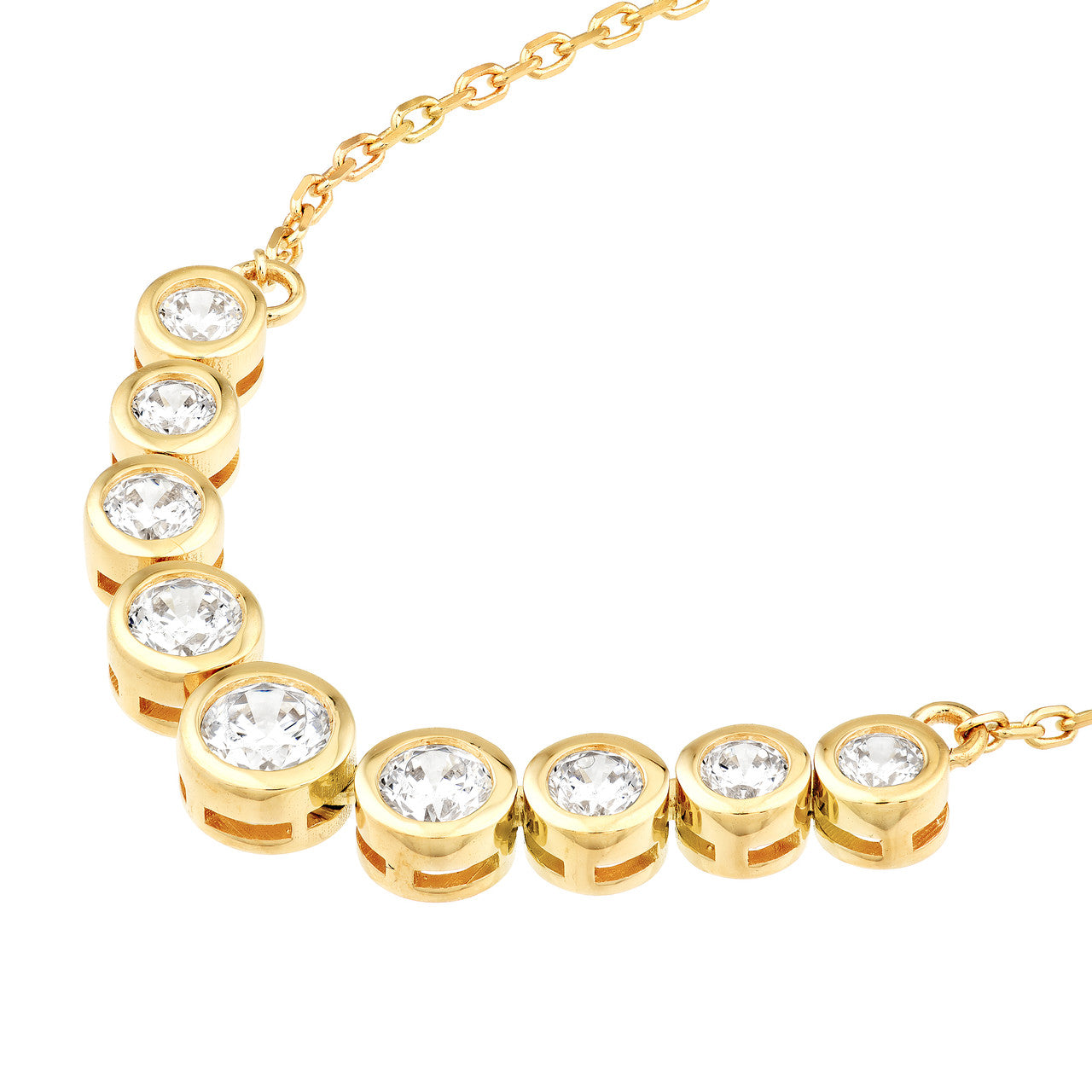 1.0ctw Diamond Graduated Center Station Bezel Necklace in 14K Yellow and White Gold