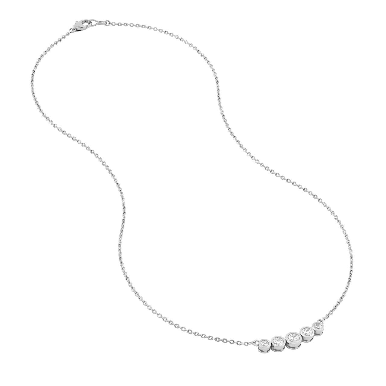 Bezel Set 5 Stone Graduated Diamond Necklace (3/4ctw) in 14K Yellow and White Gold