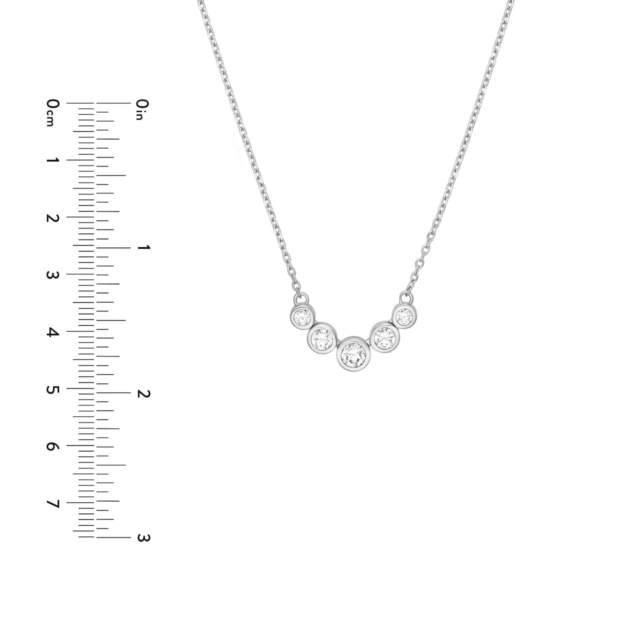 Bezel Set 5 Stone Graduated Diamond Necklace (3/4ctw) in 14K Yellow and White Gold