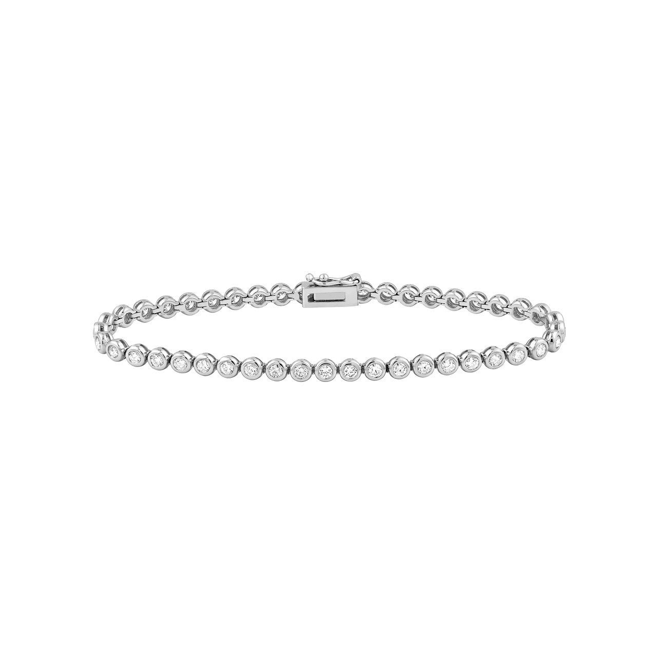 Bezel Set Diamond Tennis Bracelet 14K Gold