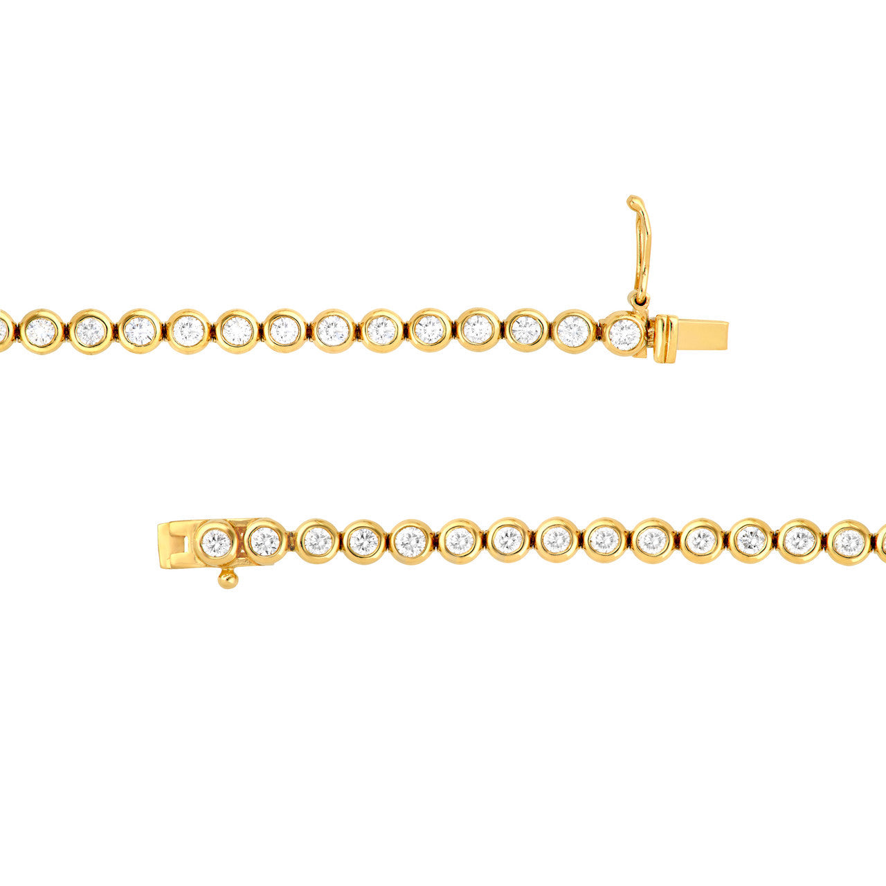 Bezel Set Diamond Tennis Bracelet 14K Gold