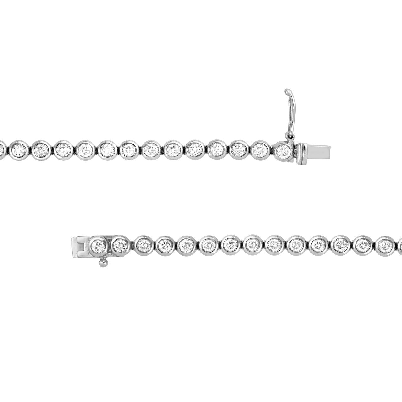 Bezel Set Diamond Tennis Bracelet 14K Gold