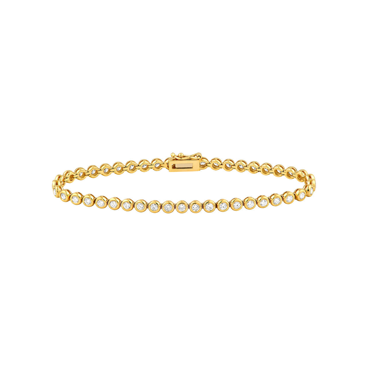 Bezel Set Diamond Tennis Bracelet 14K Gold