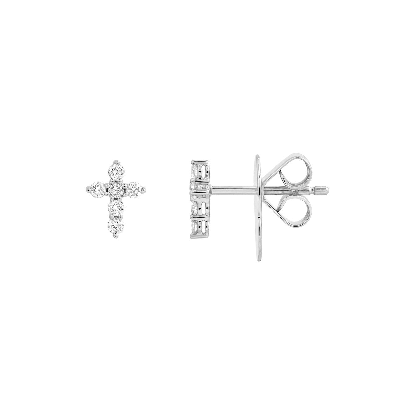 Diamond Cross Earrings 14K Gold