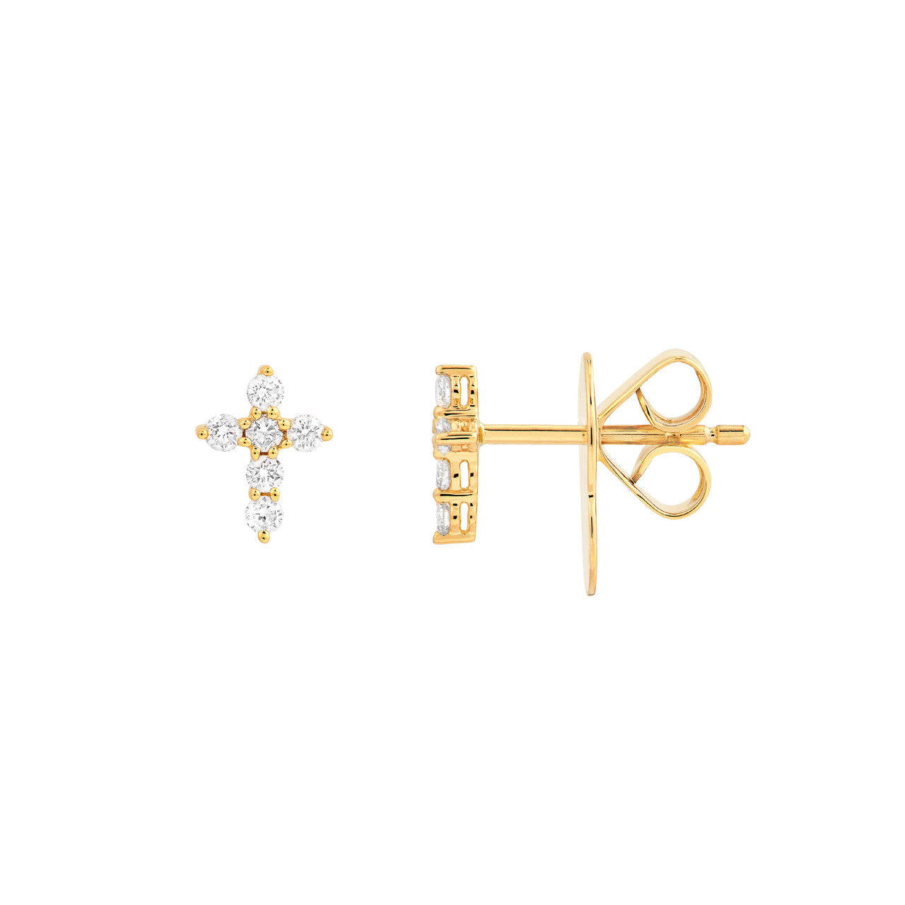 Diamond Cross Earrings 14K Gold