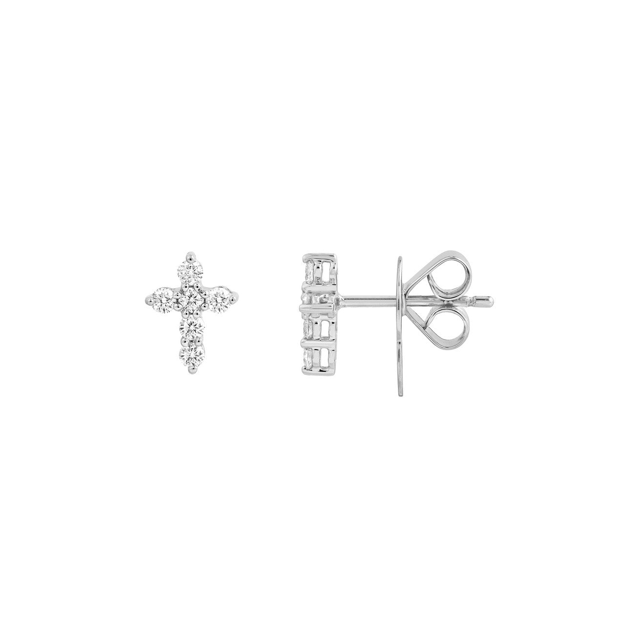 Diamond Cross Earrings 14K Gold