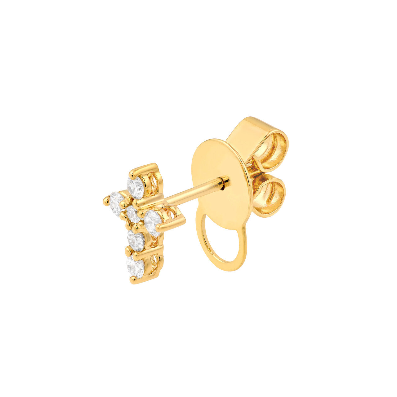 Diamond Cross Earrings 14K Gold