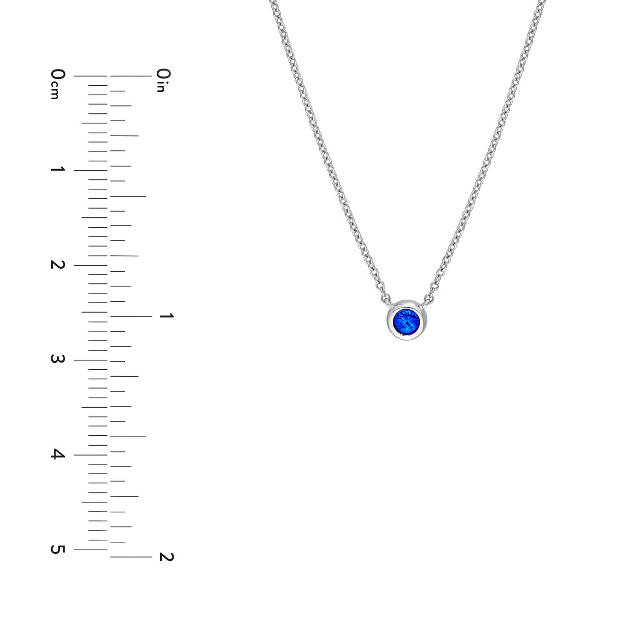 Sapphire Stone Bezel Necklace 14K White Gold