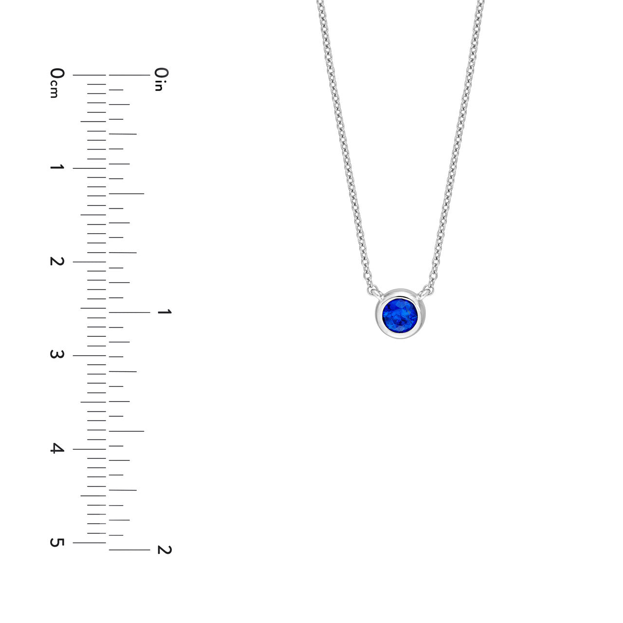 Sapphire Stone Bezel Necklace 14K White Gold