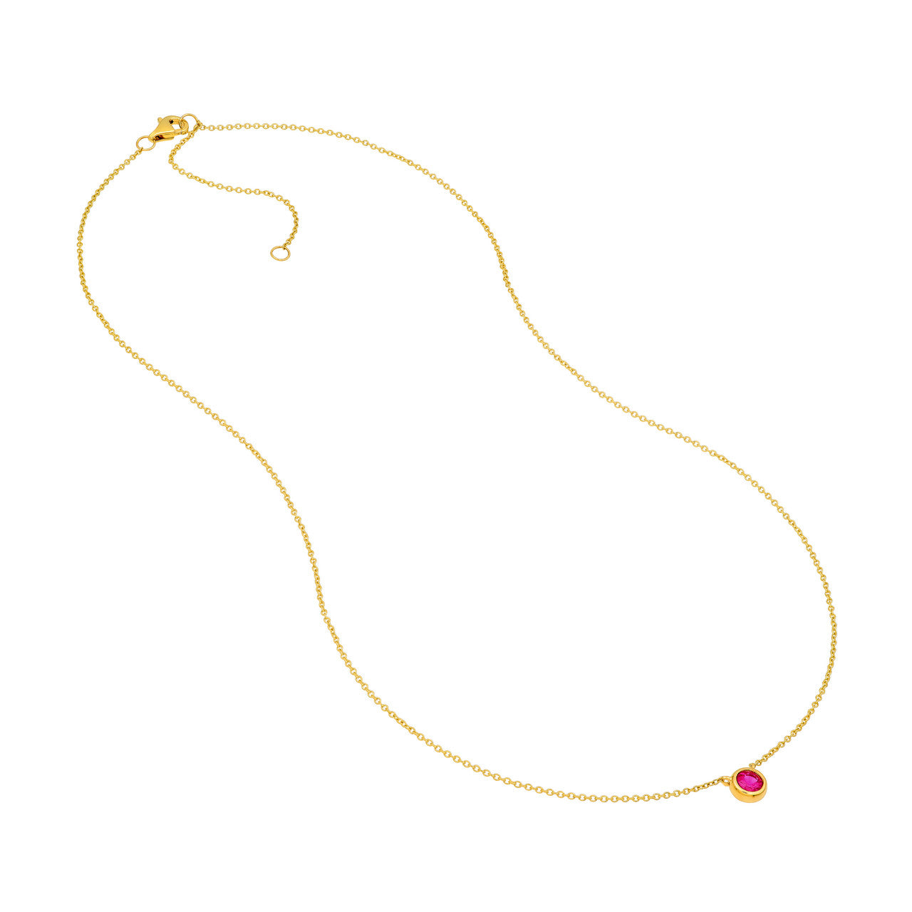 4mm Ruby Bezel Necklace in 14K Yellow Gold
