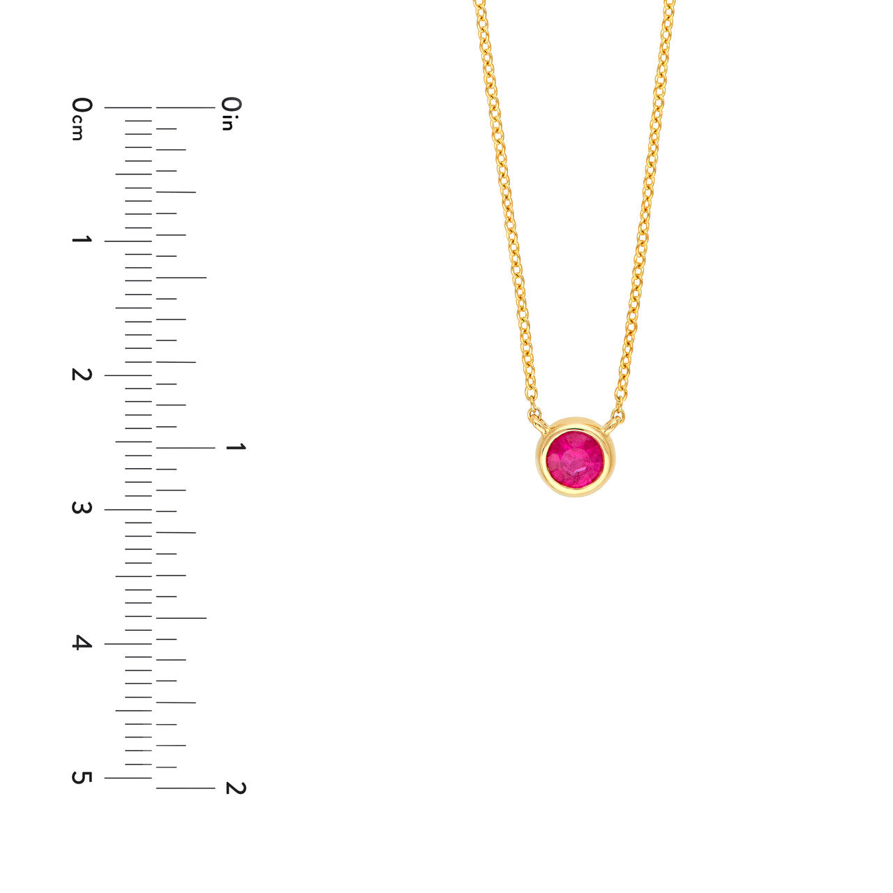 4mm Ruby Bezel Necklace in 14K Yellow Gold