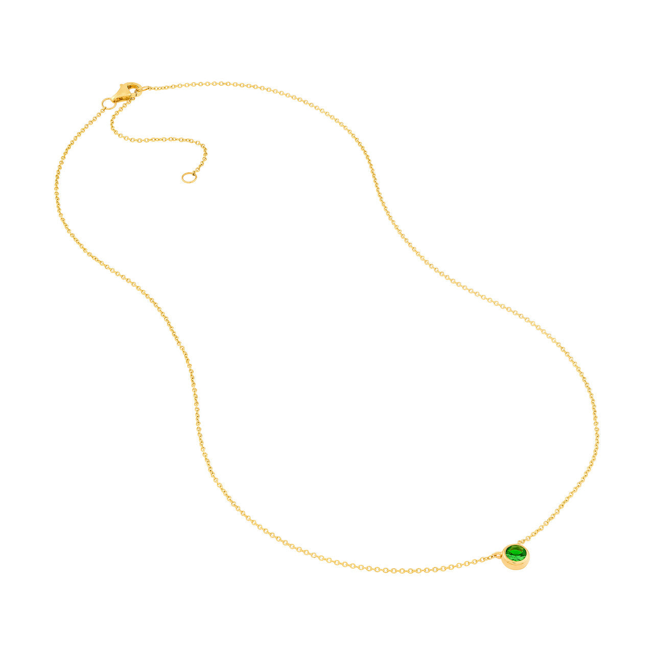 4mm Tsavorite Stone Bezel Necklace in 14K Yellow Gold