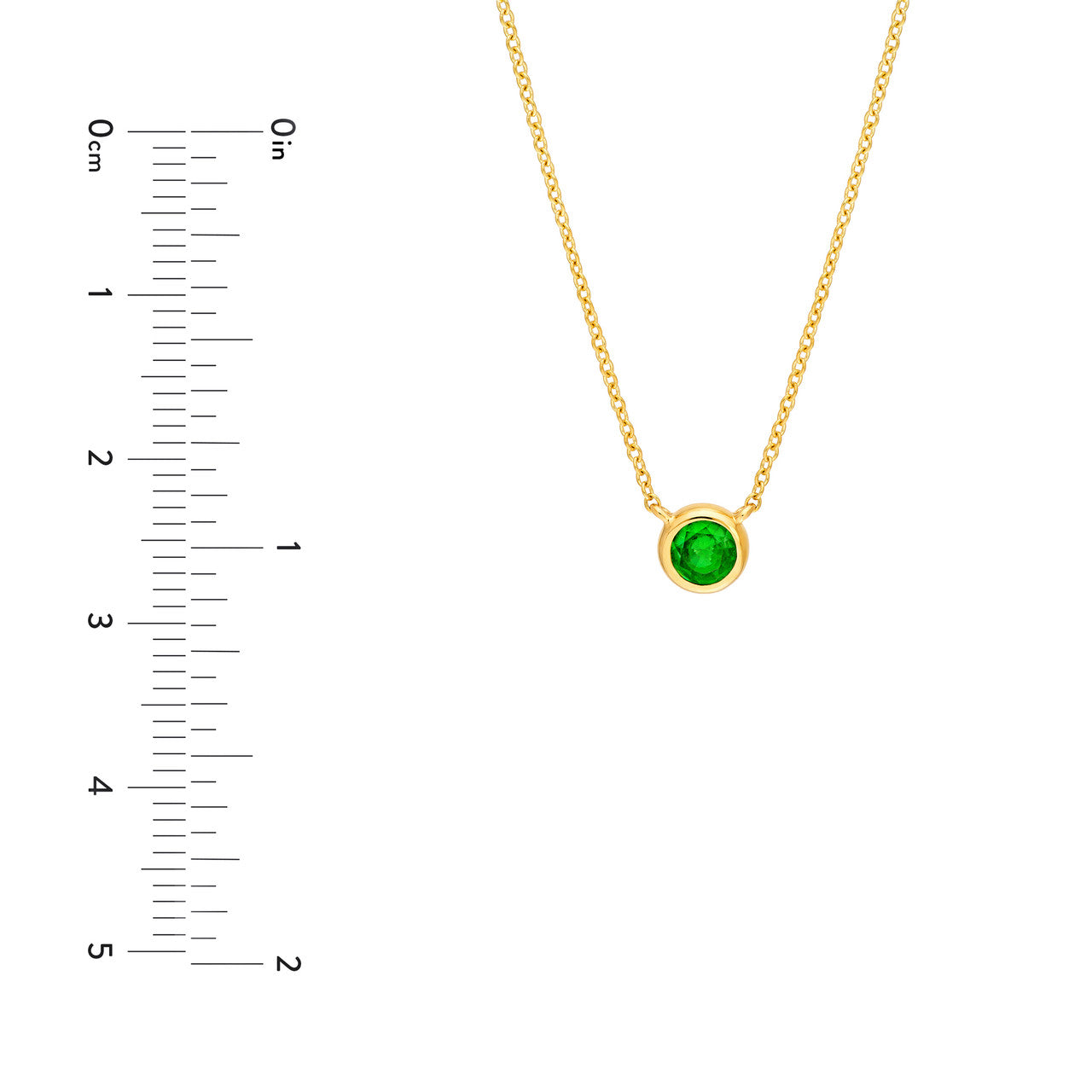 4mm Tsavorite Stone Bezel Necklace in 14K Yellow Gold