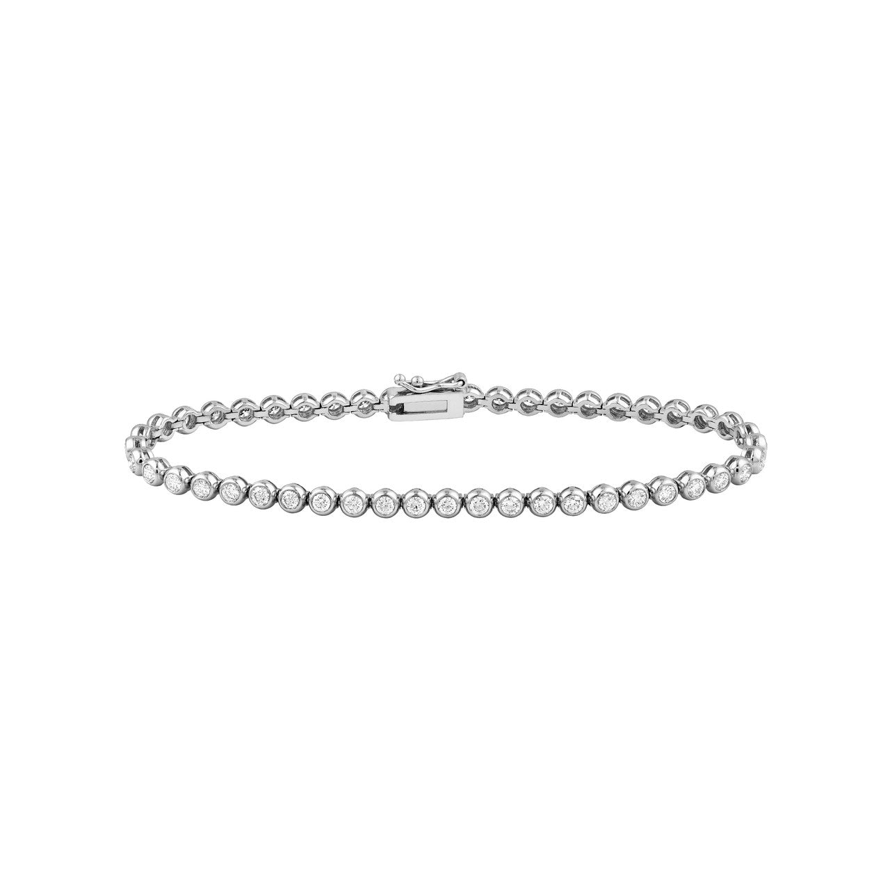 Bezel Set Diamond Tennis Bracelet 14K Gold