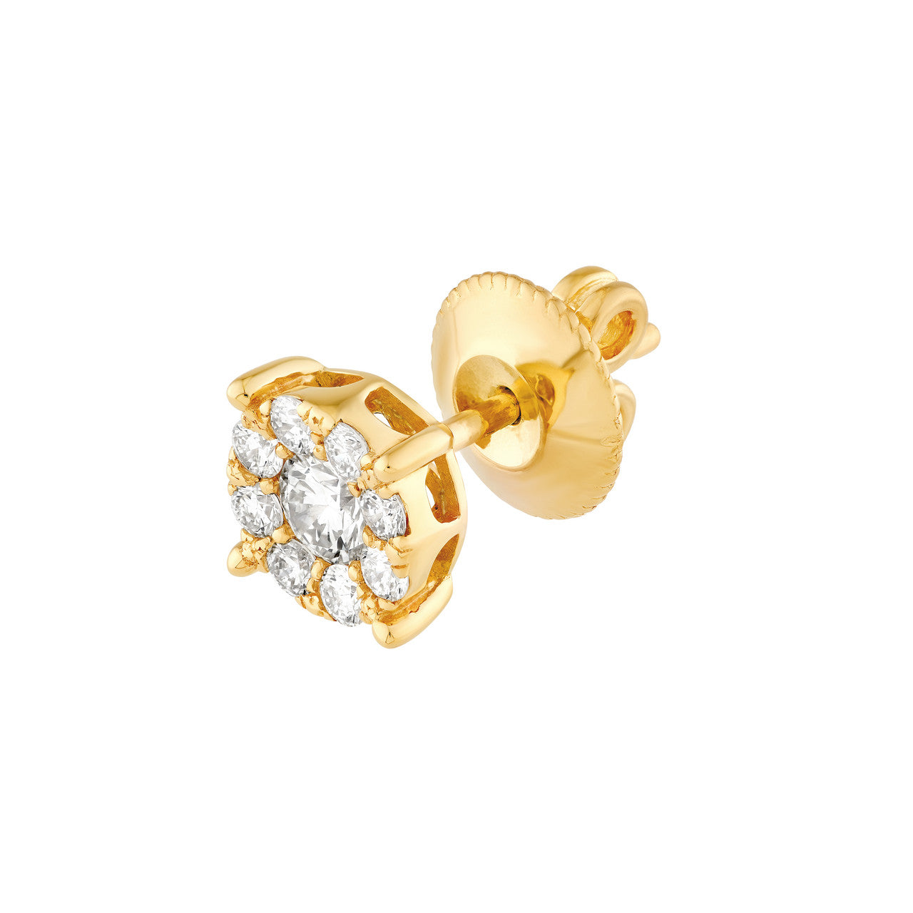 Round Brilliant Cut Diamond Halo Round Stud Earrings 14K Gold