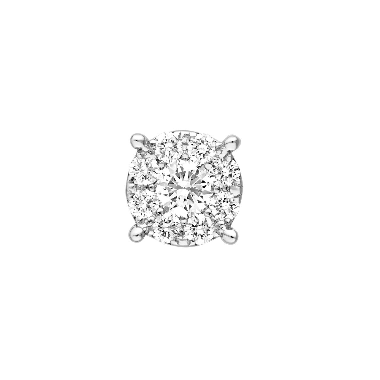 Round Brilliant Cut Diamond Halo Round Stud Earrings 14K Gold