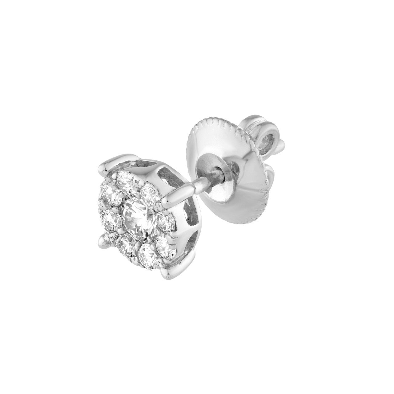 Round Brilliant Cut Diamond Halo Round Stud Earrings 14K Gold