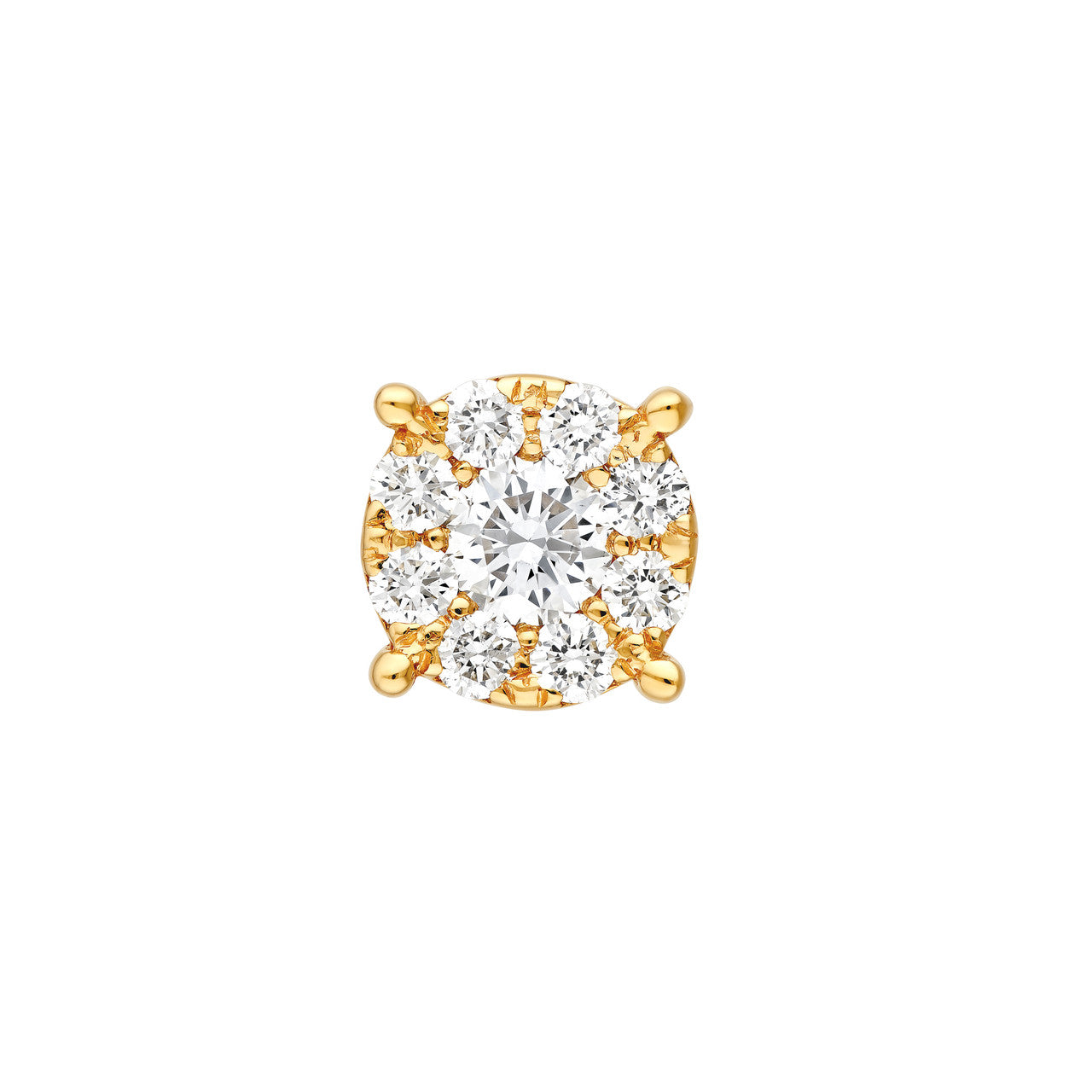 Round Brilliant Cut Diamond Halo Round Stud Earrings 14K Gold
