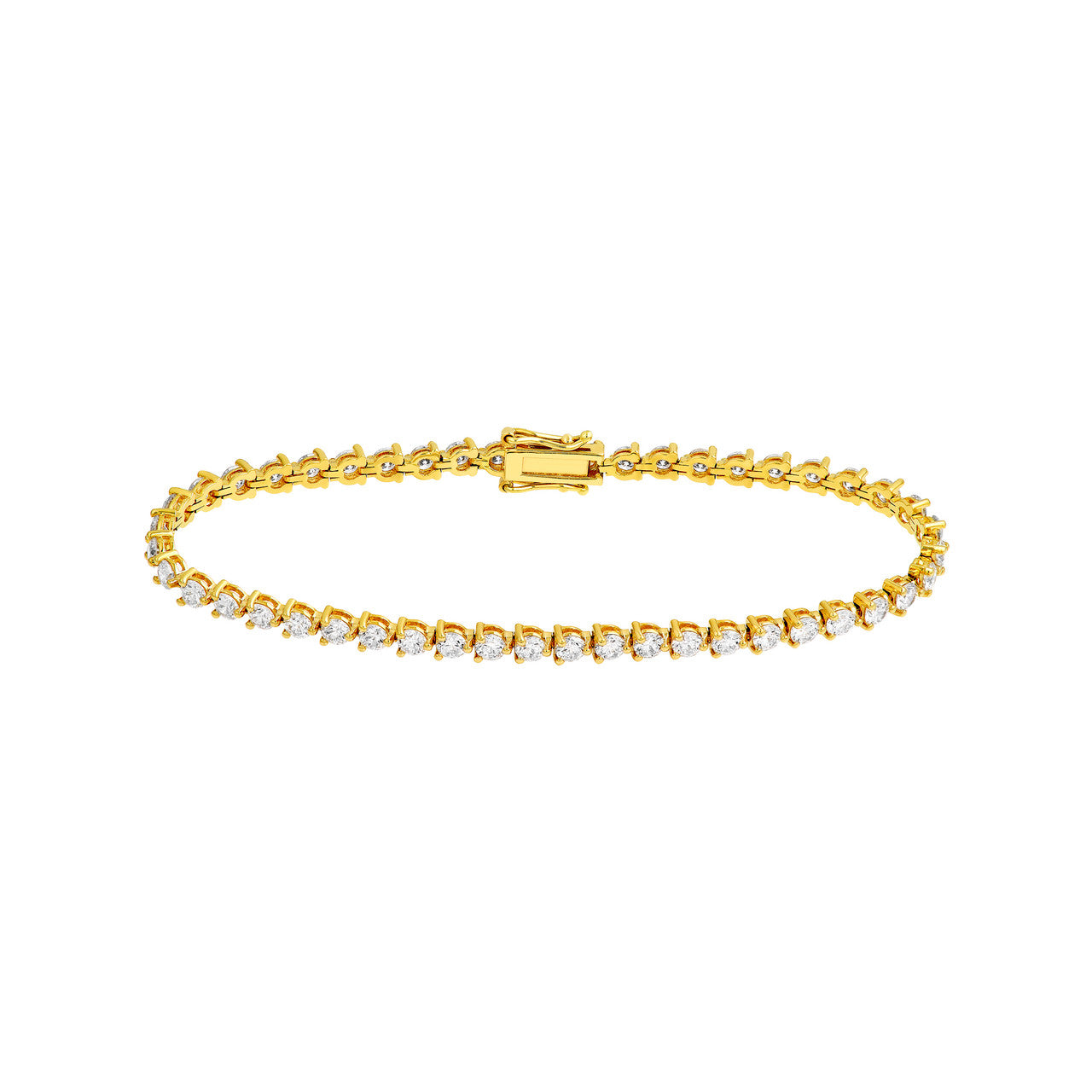 3-Prong Diamond Tennis Bracelet 14K Gold