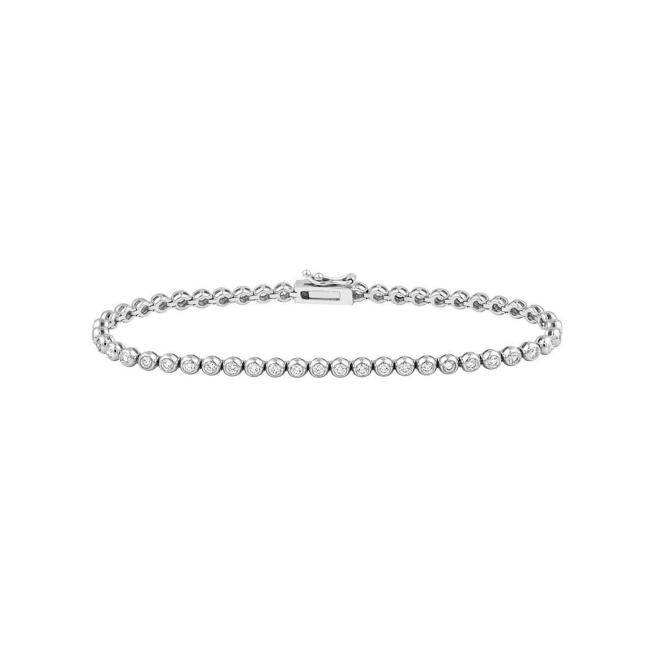 Bezel Set Diamond Tennis Bracelet 14K Gold