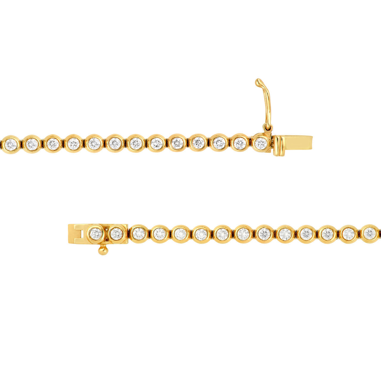Bezel Set Diamond Tennis Bracelet 14K Gold