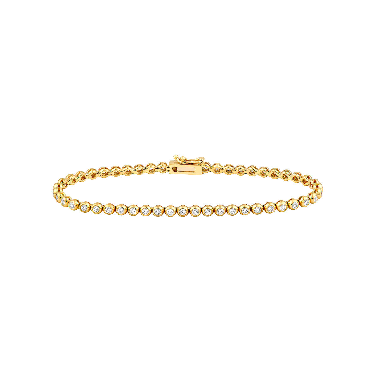 Bezel Set Diamond Tennis Bracelet 14K Gold