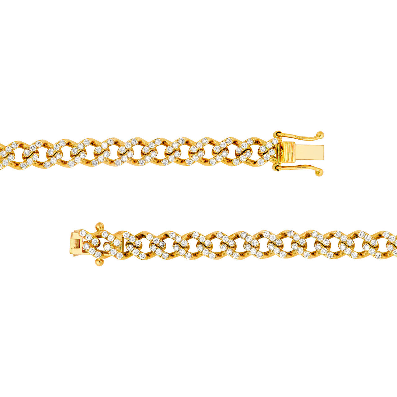 Diamond Curb Link Bracelet (1-7/8ctw) in 14K Yellow and White Gold