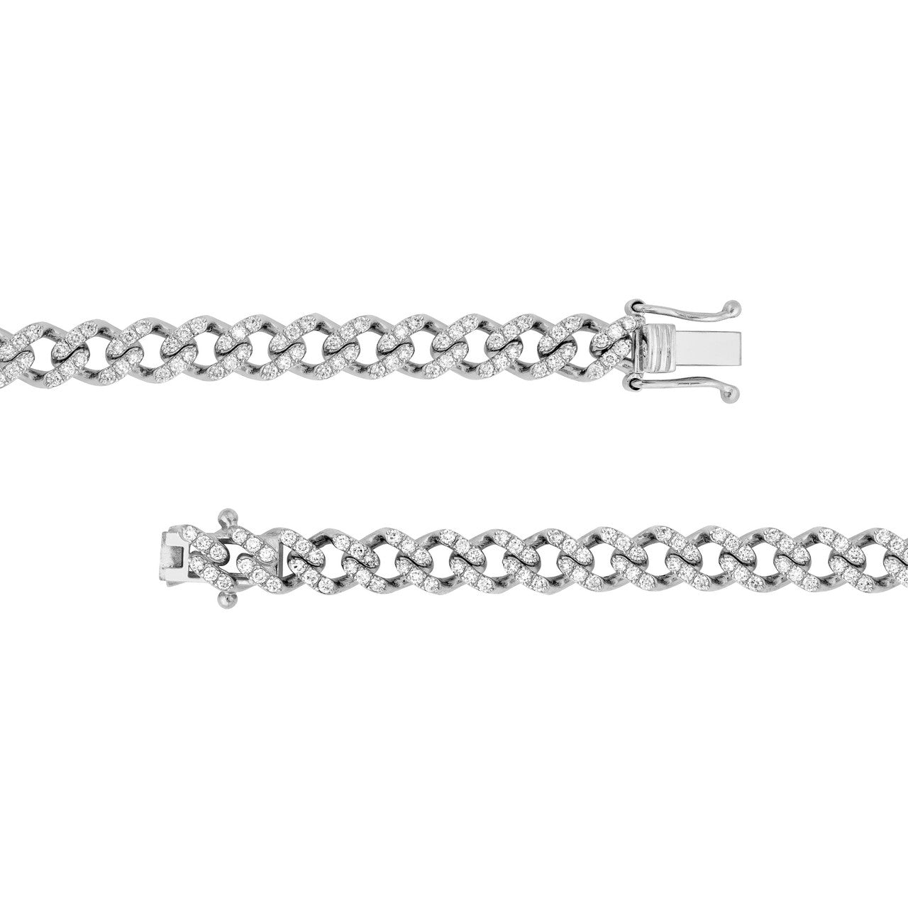 Diamond Curb Link Bracelet (1-7/8ctw) in 14K Yellow and White Gold