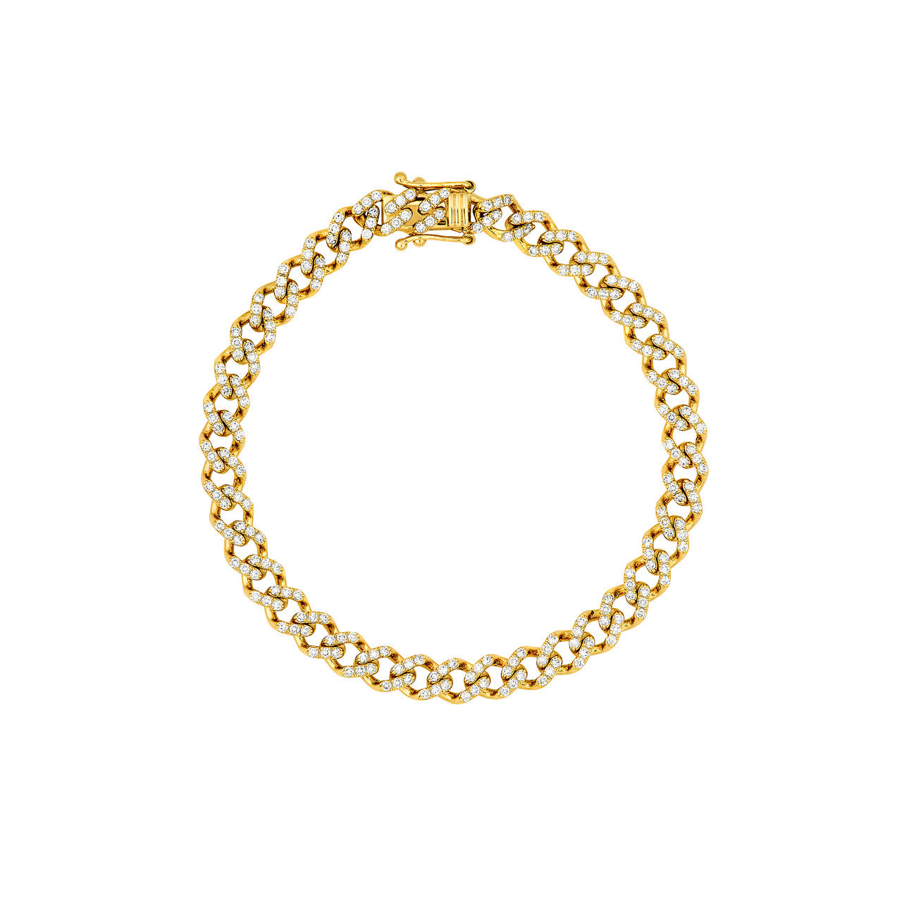 Diamond Curb Link Bracelet (1-7/8ctw) in 14K Yellow and White Gold