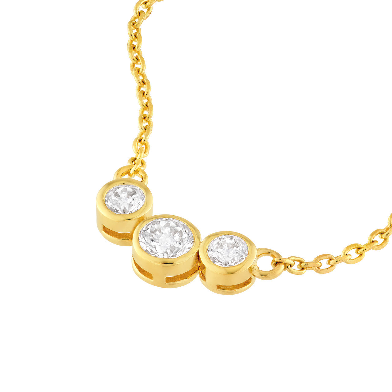 Diamond Bezel Set Graduated Necklace 14K Gold