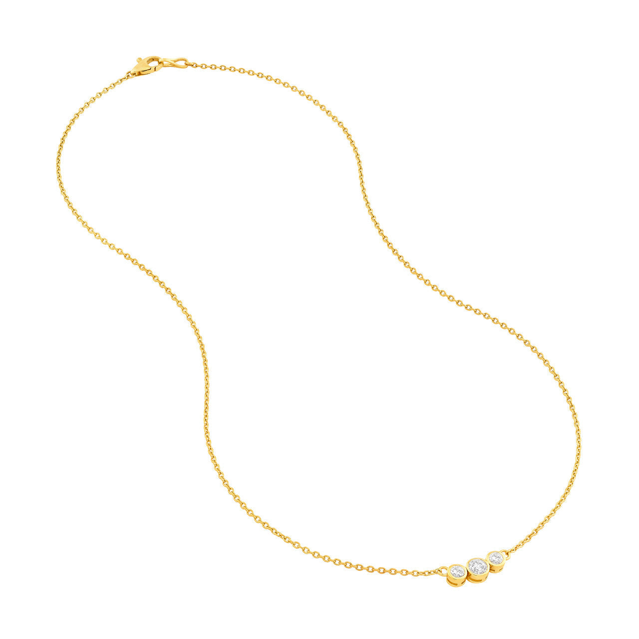 Diamond Bezel Set Graduated Necklace 14K Gold
