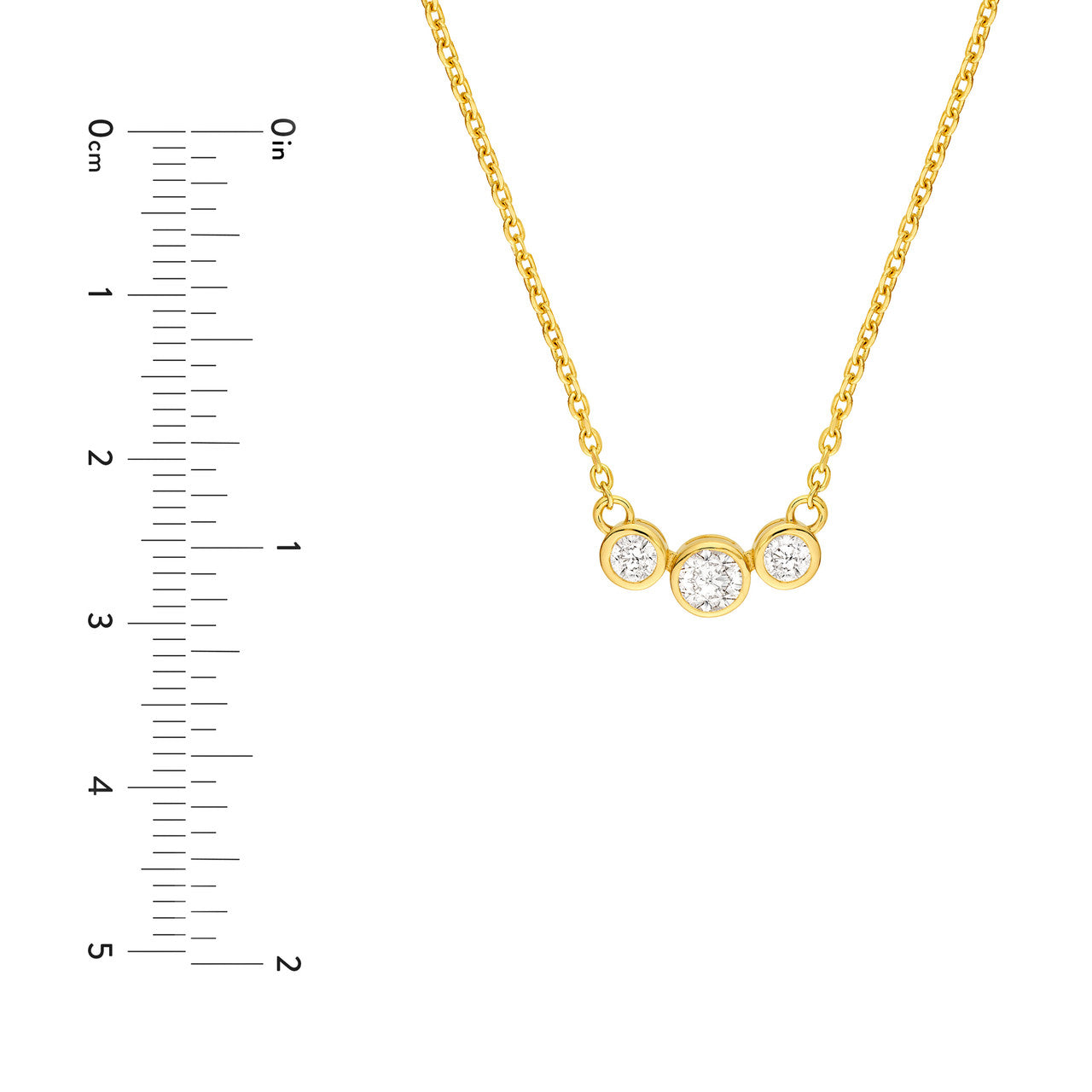 Diamond Bezel Set Graduated Necklace 14K Gold