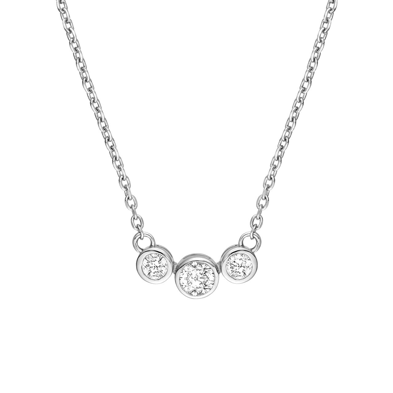 Diamond Bezel Set Graduated Necklace 14K Gold