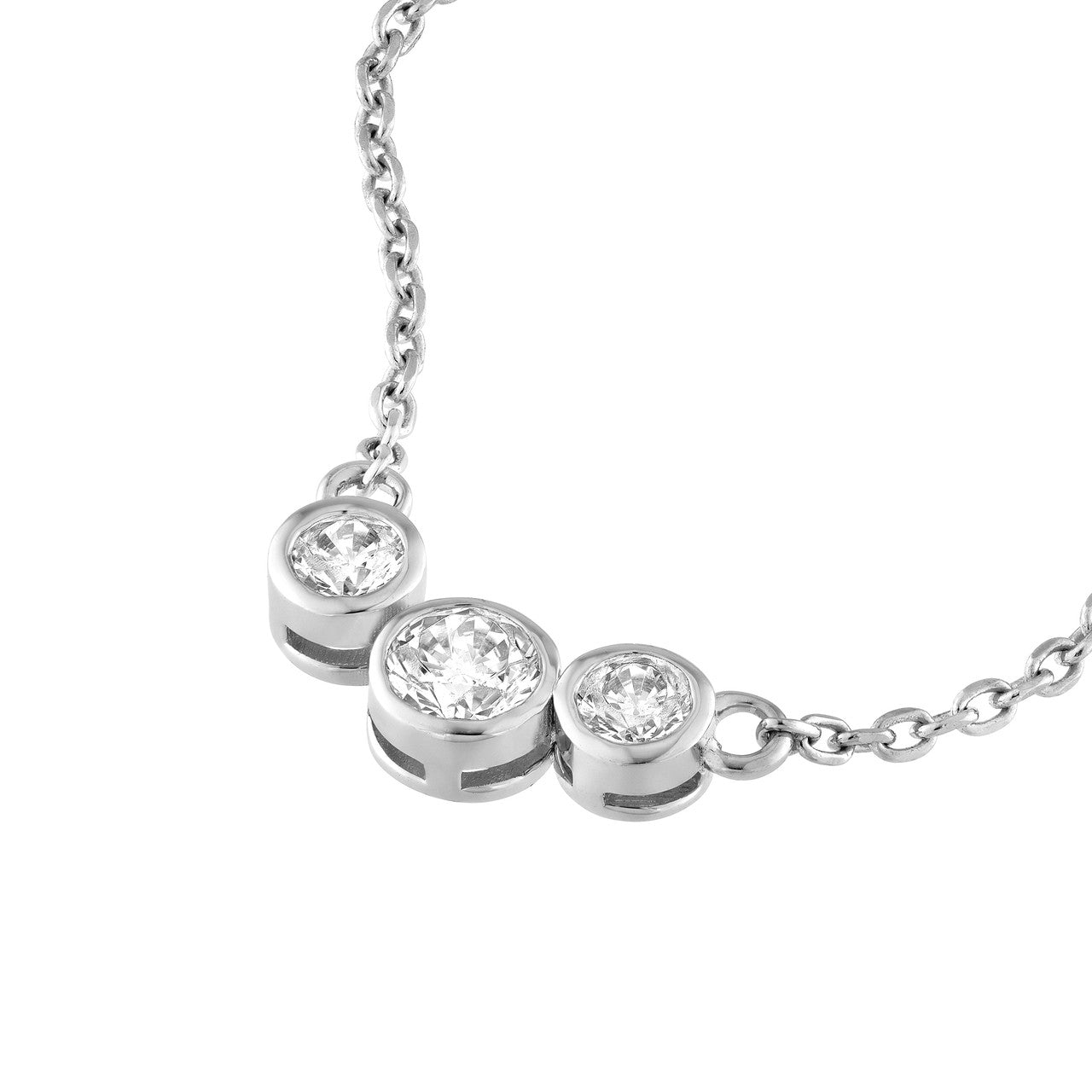 Diamond Bezel Set Graduated Necklace 14K Gold