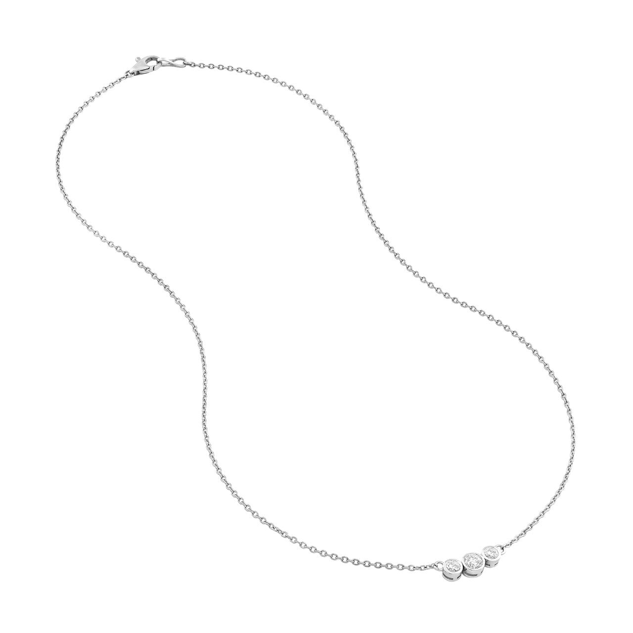 Diamond Bezel Set Graduated Necklace 14K Gold