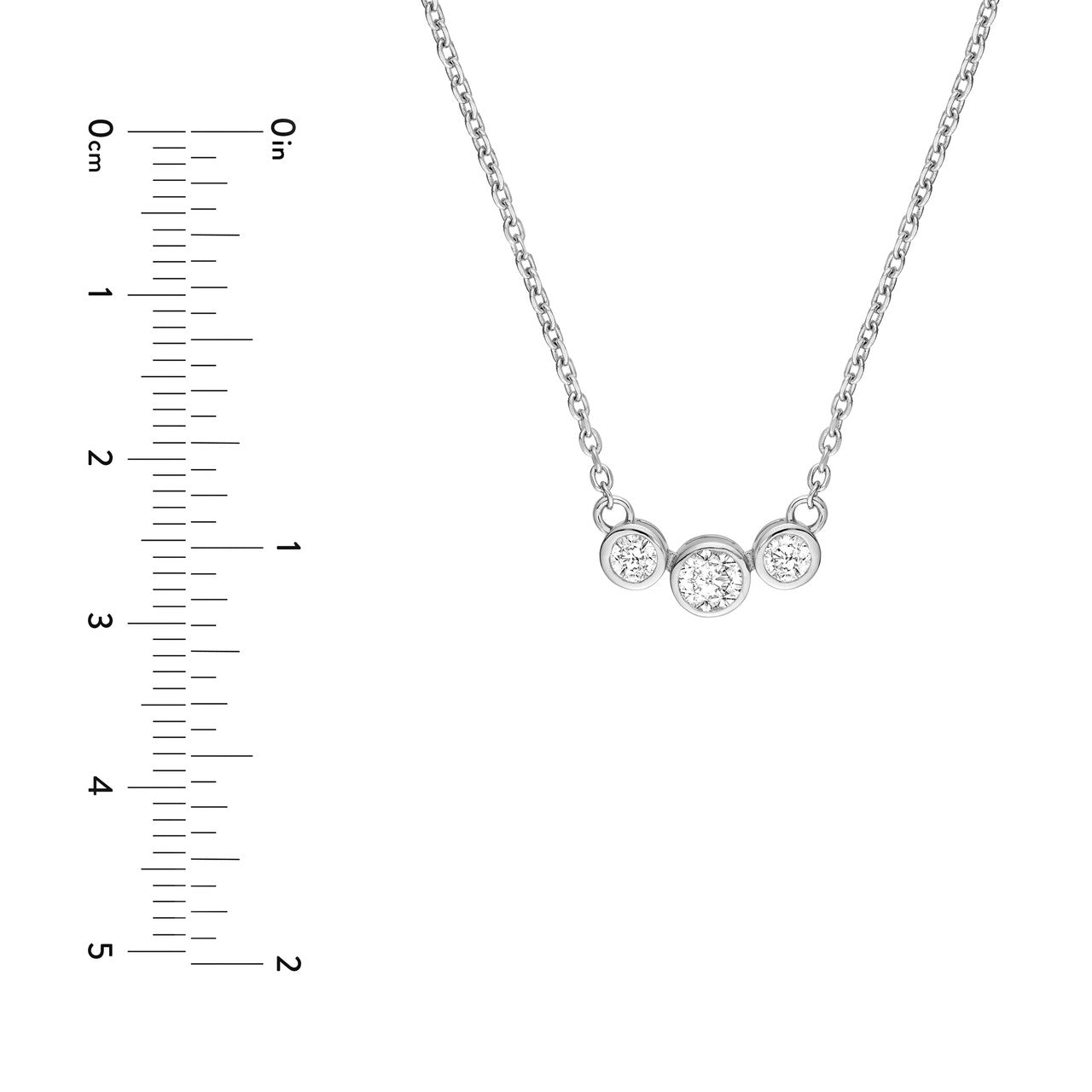 Diamond Bezel Set Graduated Necklace 14K Gold