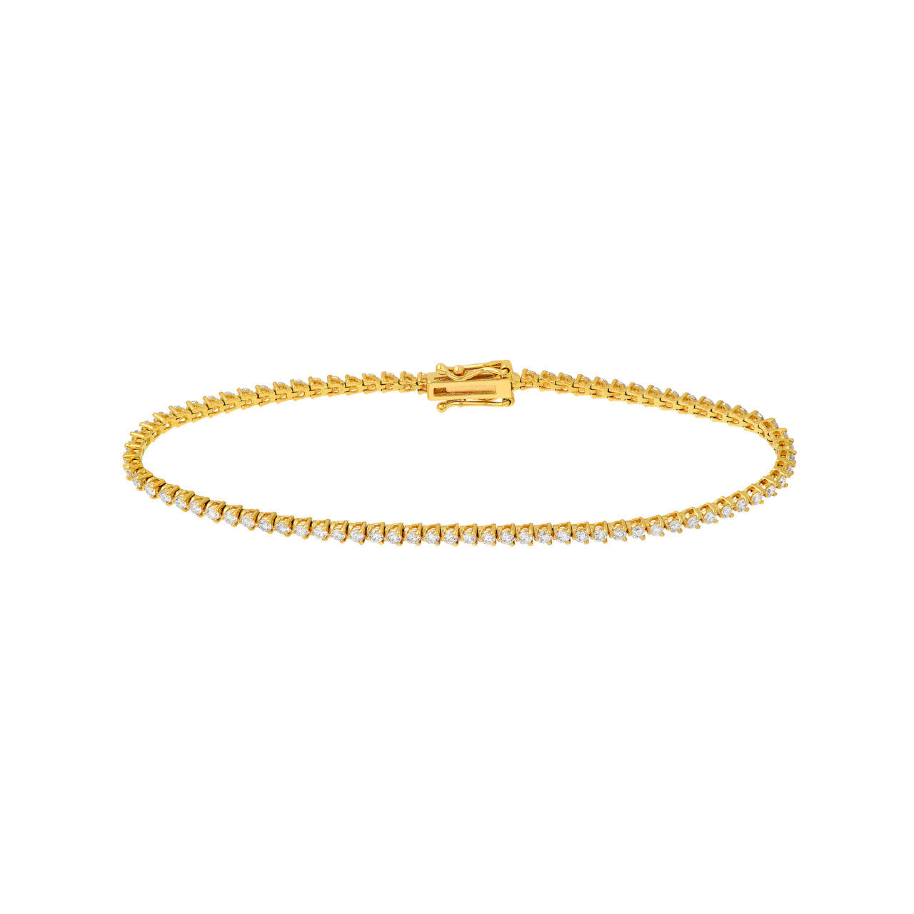 3-Prong Diamond Tennis Bracelet 14K Gold
