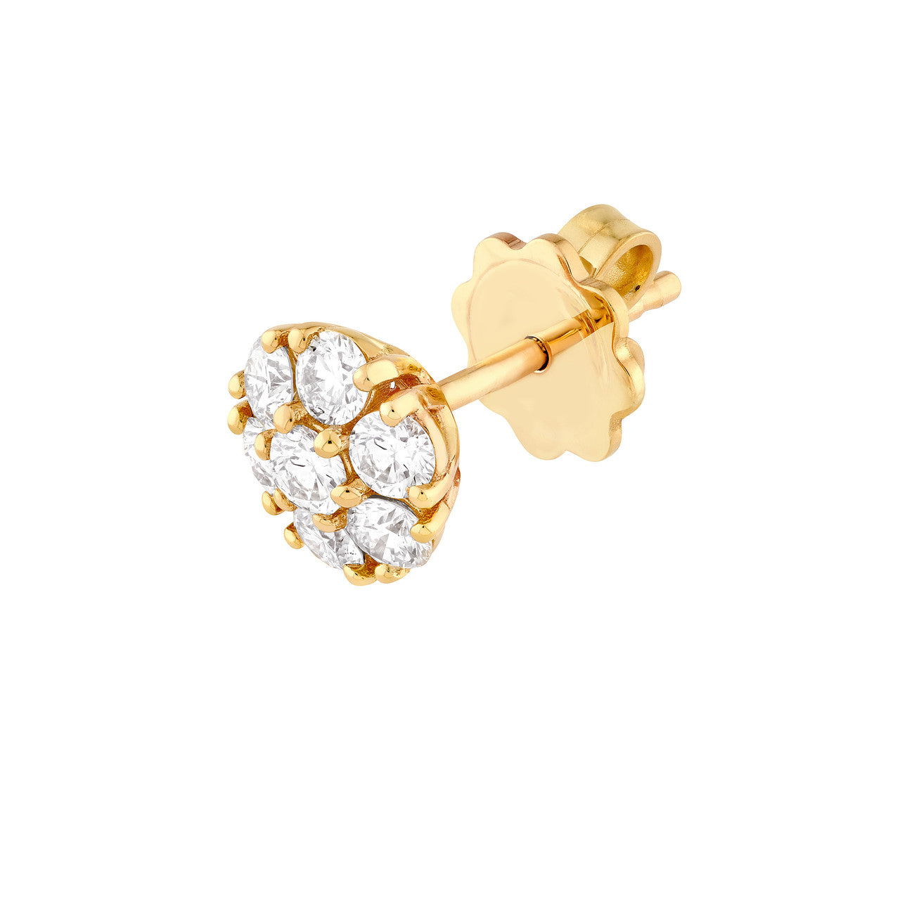 1ctw Diamond Cluster Stud Earrings in 14K Yellow and White Gold