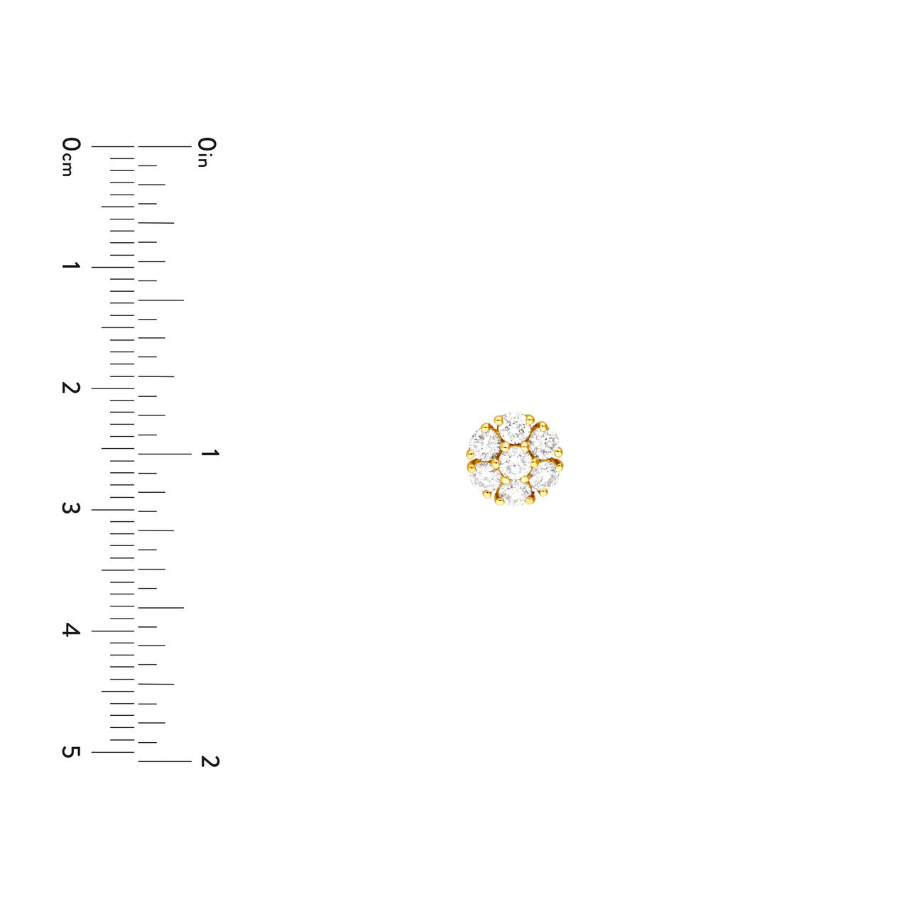 1ctw Diamond Cluster Stud Earrings in 14K Yellow and White Gold