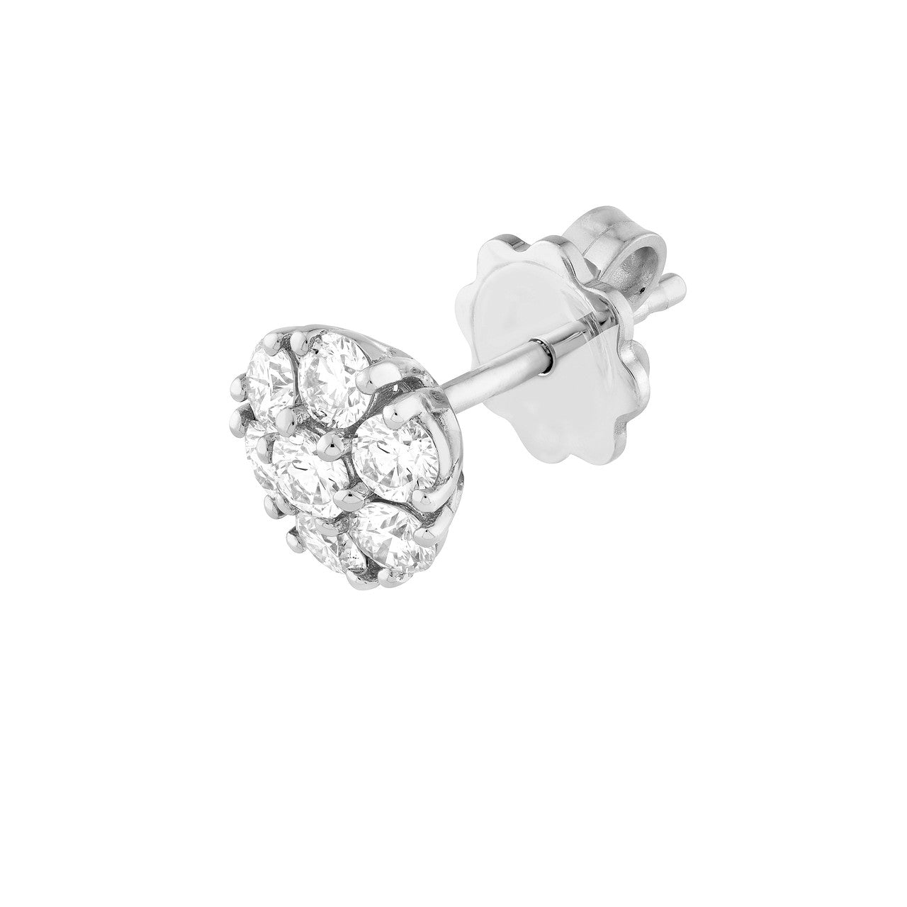 1ctw Diamond Cluster Stud Earrings in 14K Yellow and White Gold