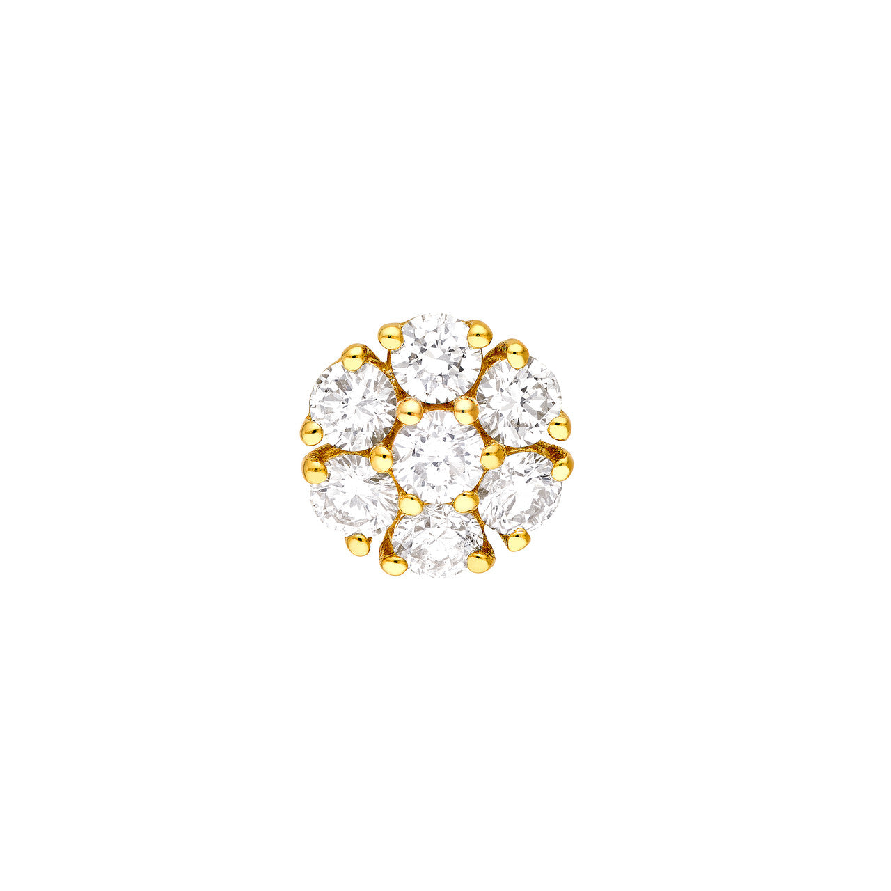 1ctw Diamond Cluster Stud Earrings in 14K Yellow and White Gold