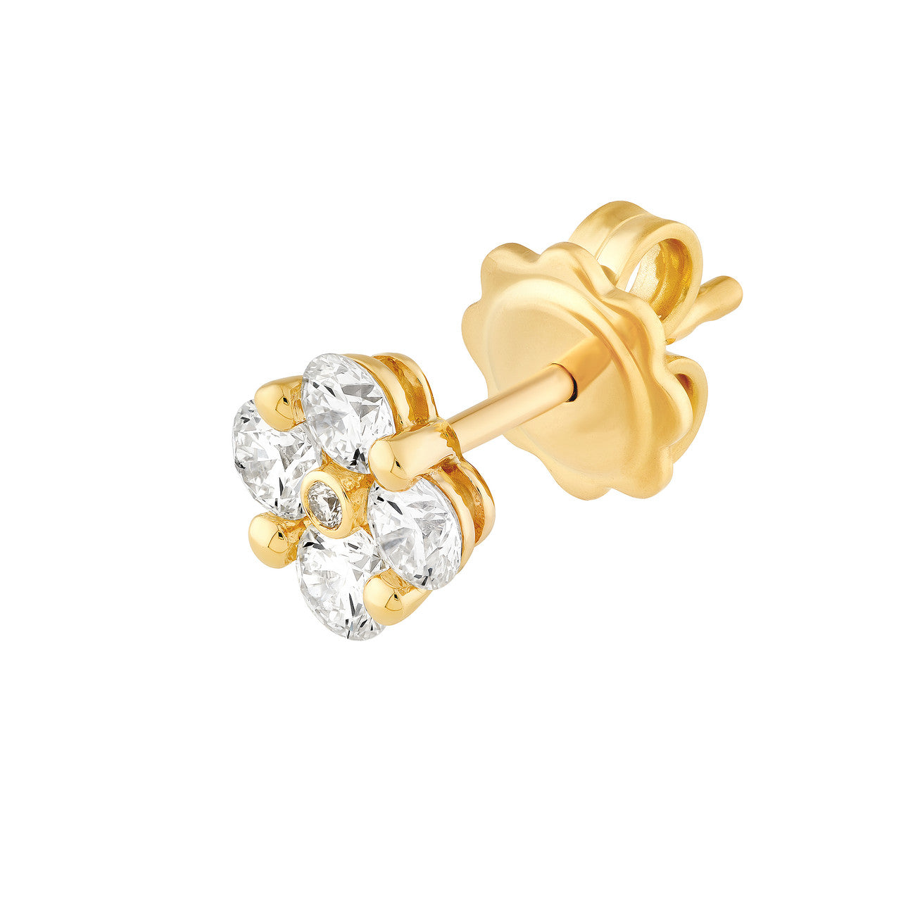 Round Brilliant Diamond Cluster Stud Earrings 14K Gold
