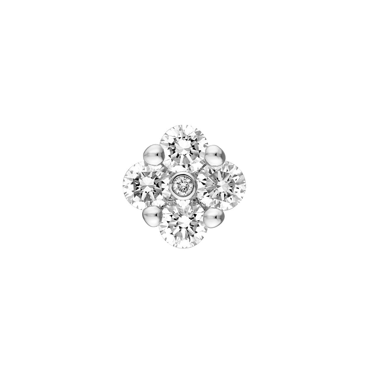 Round Brilliant Diamond Cluster Stud Earrings 14K Gold