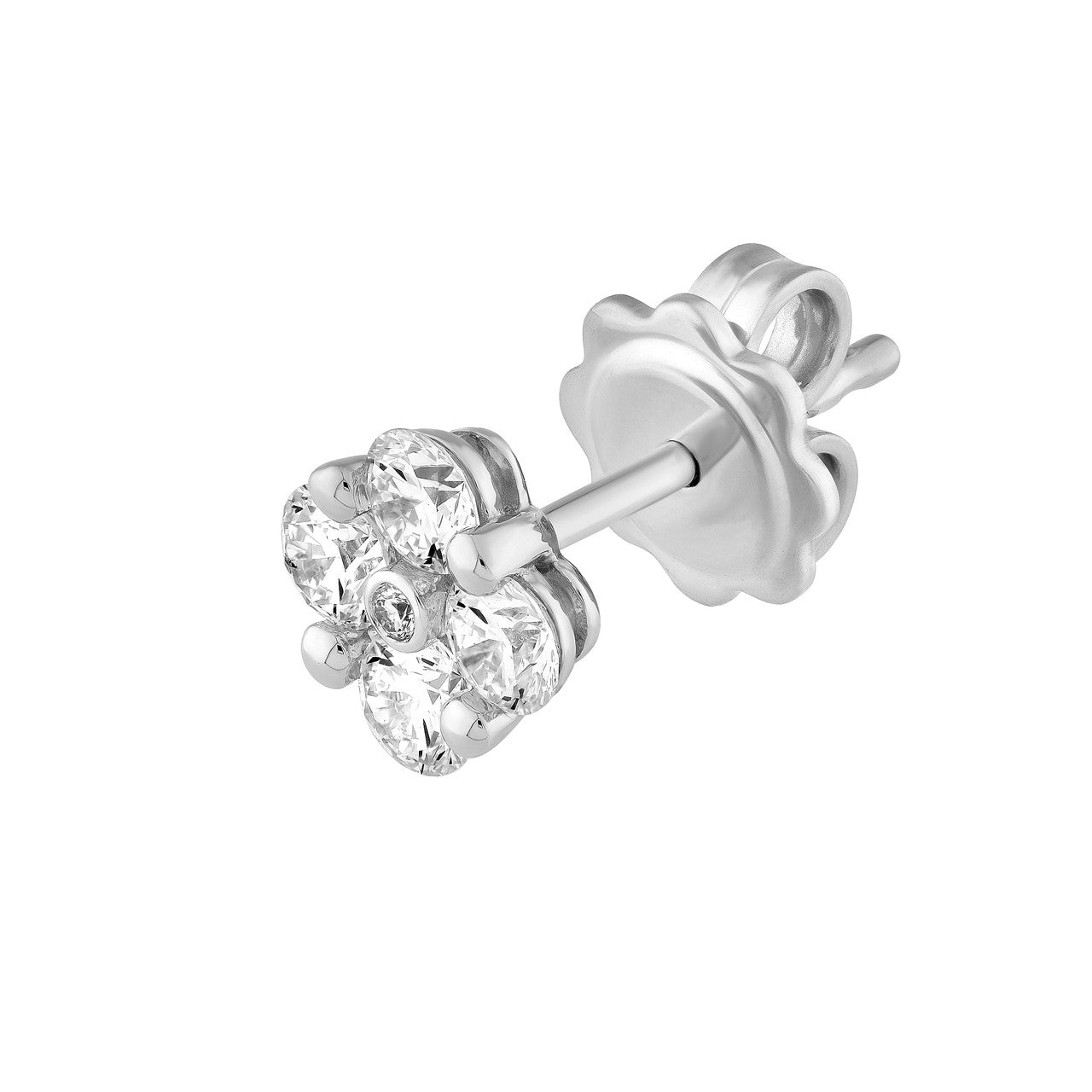 Round Brilliant Diamond Cluster Stud Earrings 14K Gold